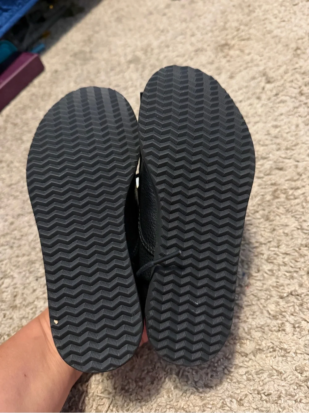Toms Black Leather-Texture boys shoes